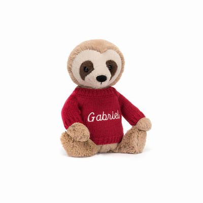 Jellycat Bashful Luiaard with Red Jumper | ZK4210798